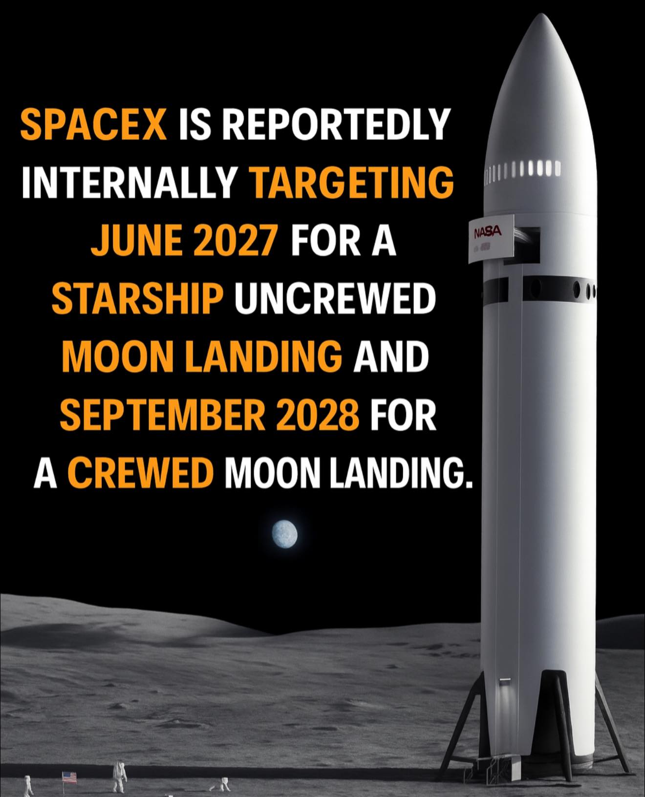SpaceX Prioritizes Moon Landing Timeline, Targeting 2027 Mission