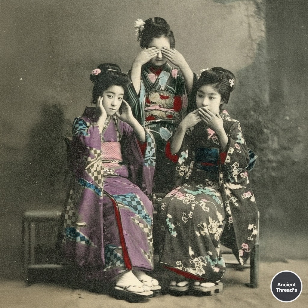 An early Shōwa period photo of three maiko (apprentice geisha