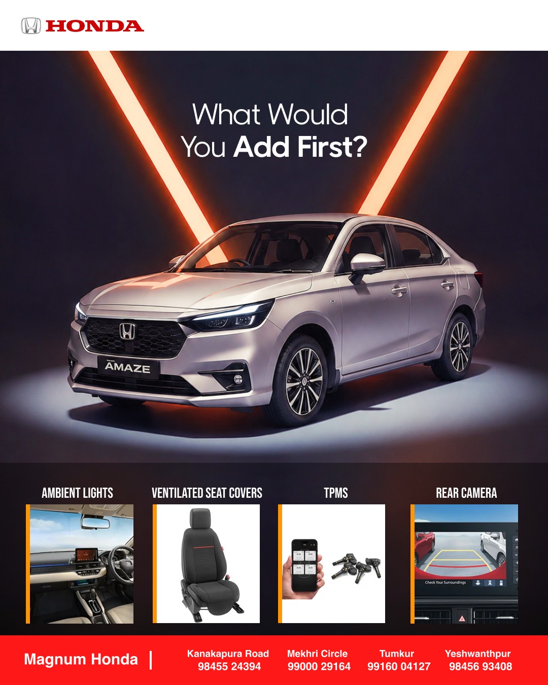 You picked the Amaze. Now make it yours. Four upgrades. One