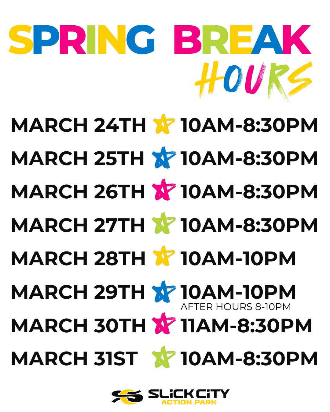 Slick - Spring break just got better! 🌸☀️🎉 Come hang out at Slick City ...