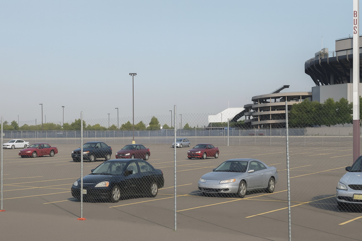 Images of vehicles at Giants Stadium commuter lot on 9/11