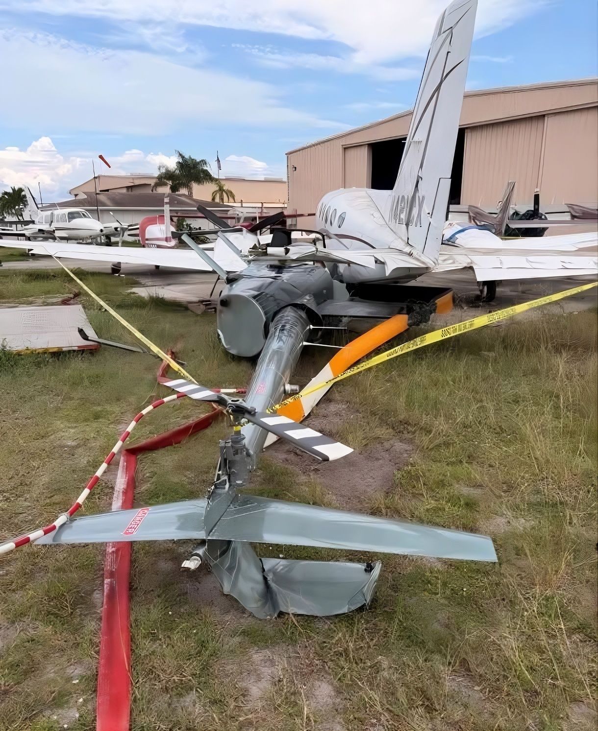 Robinson R44 helicopter crashes into Cessna 421C at North Perry