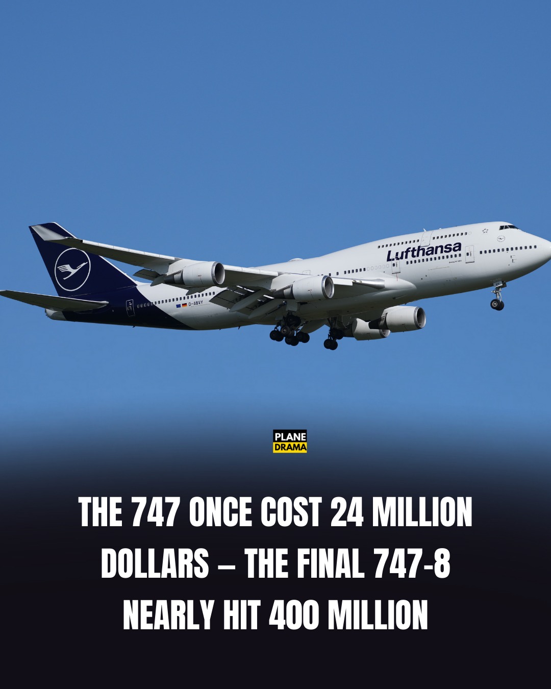 A new commercial 747-8 costs approximately $400 million.