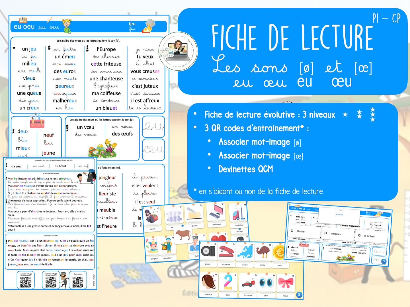 Mother - 🆕 FICHE DE LECTURE CP - P1 Pour les élèves de P1 : Les sons eu ...