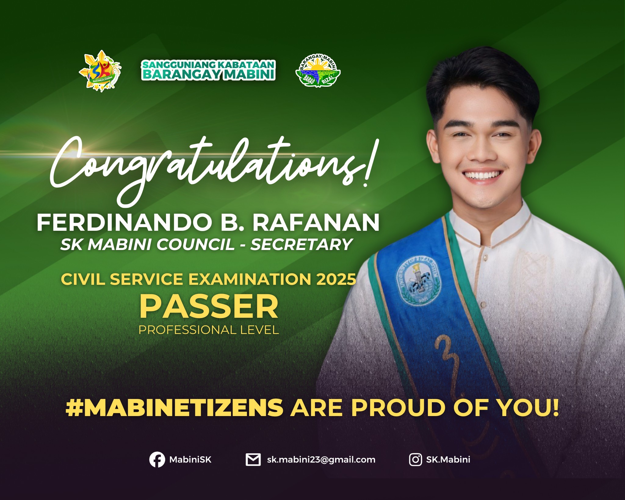 Sangguniang - 🎉CONGRATULATIONS! 🎉 SK Secretary Ferdinando B. Rafanan ...