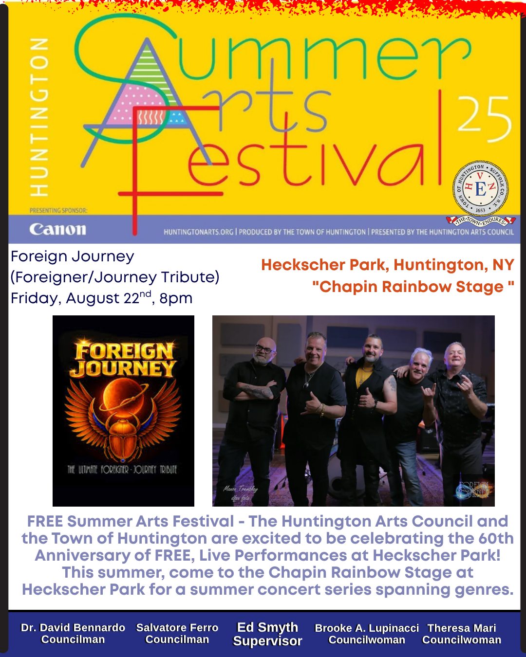 Huntington Summer Arts Festival features Foreign Journey tribute
