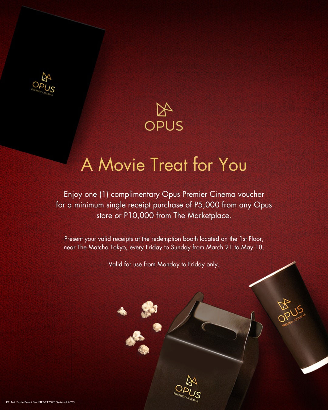 Opus - Weekday Movie Treat🎬 Enjoy one (1) complimentary Opus Premier ...