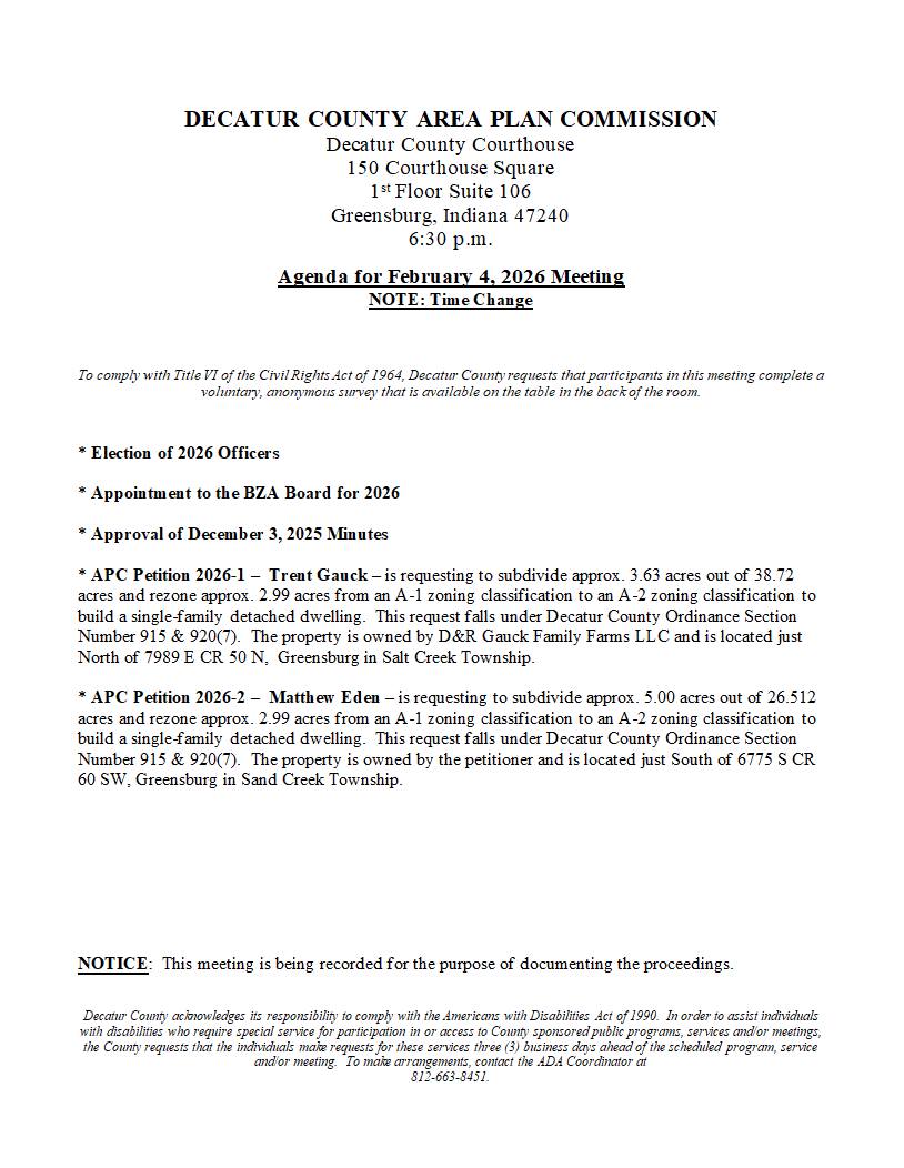 Decatur County, IN - Government | Greensburg IN