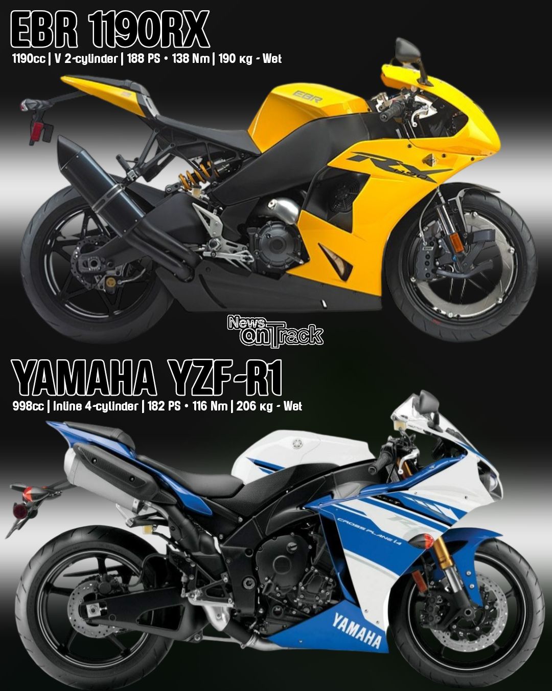 りん The 2014 matchup between the EBR 1190RX and the Yamaha YZF-R1 is a