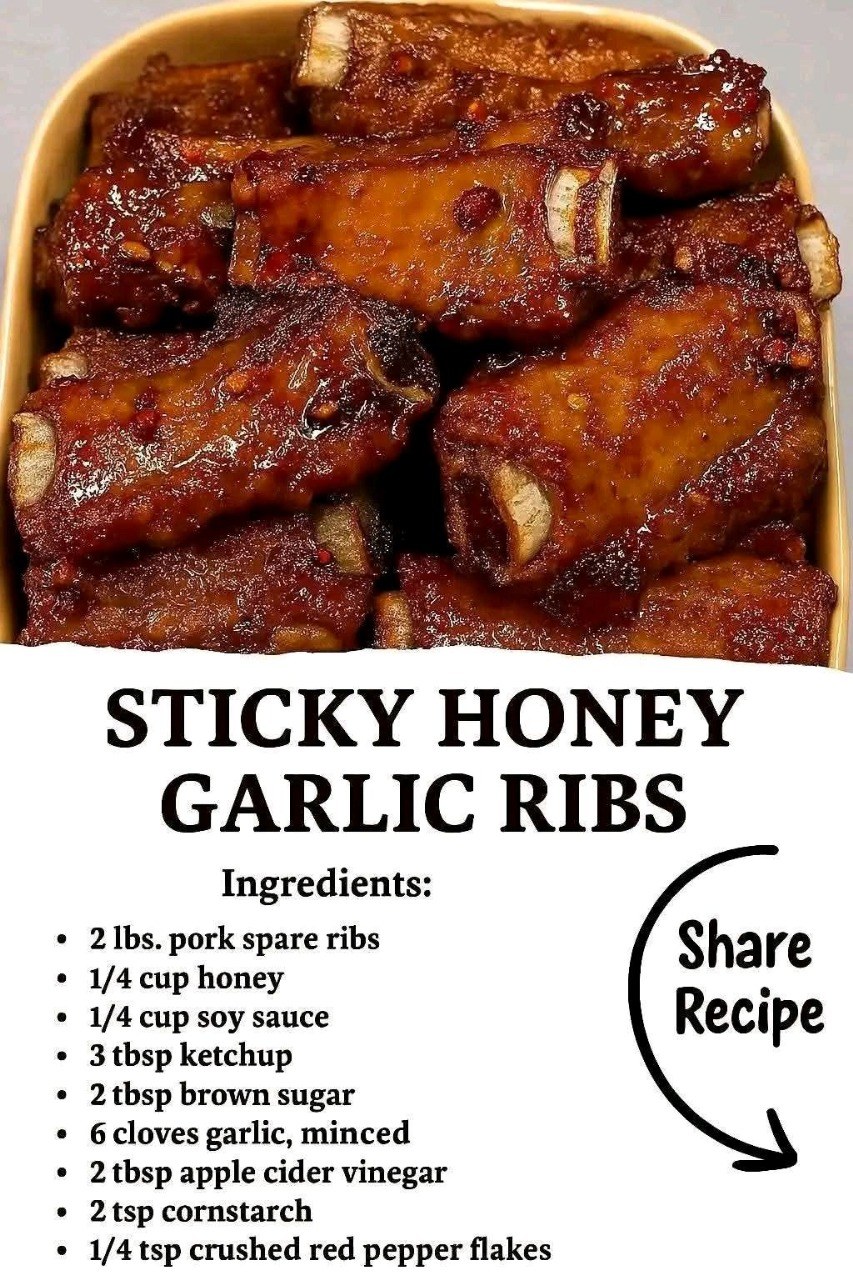 Very Good Recipes | Sticky Honey Garlic Ribs Recipe | Facebook