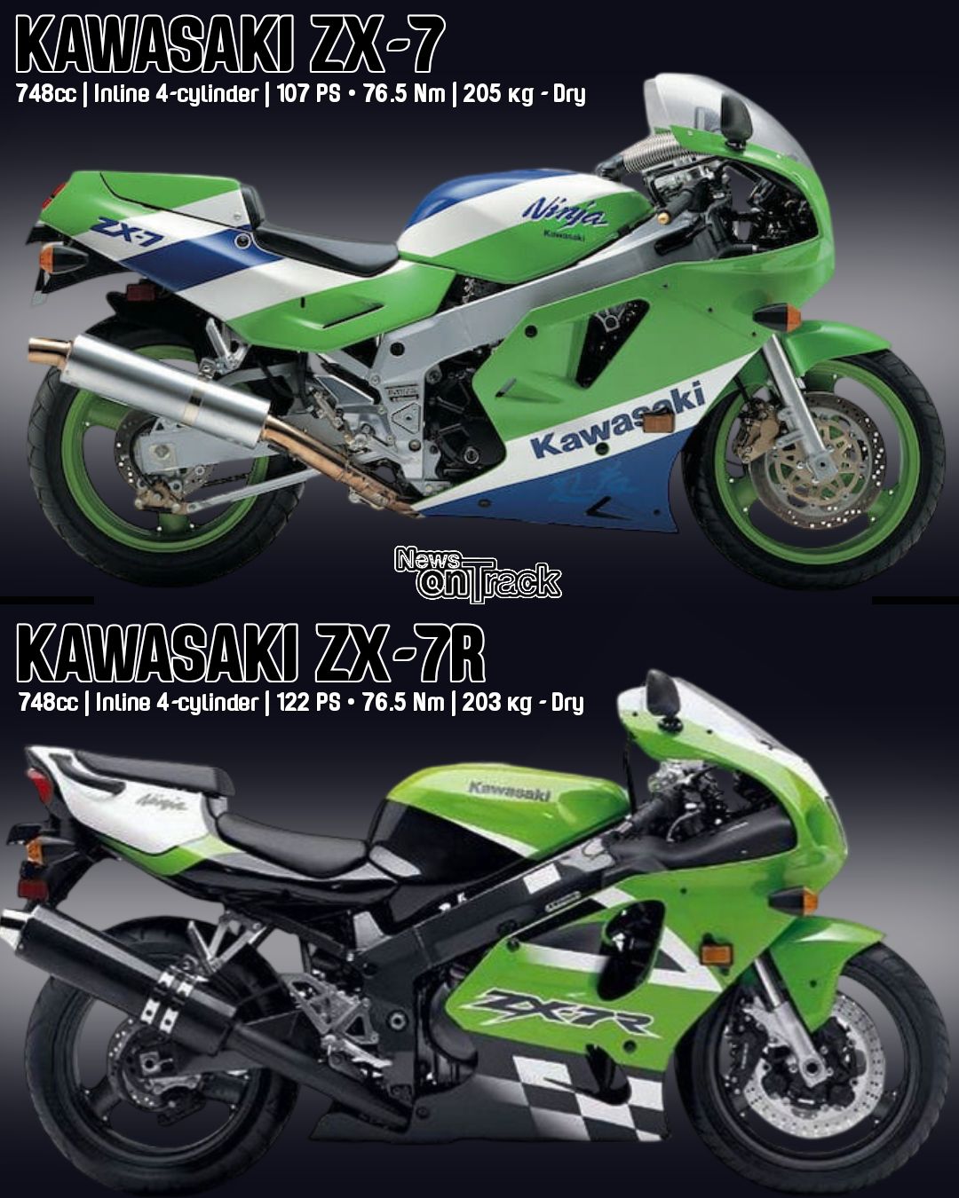 2本目 The distinction between the Kawasaki ZX-7 and ZX-7R represents a