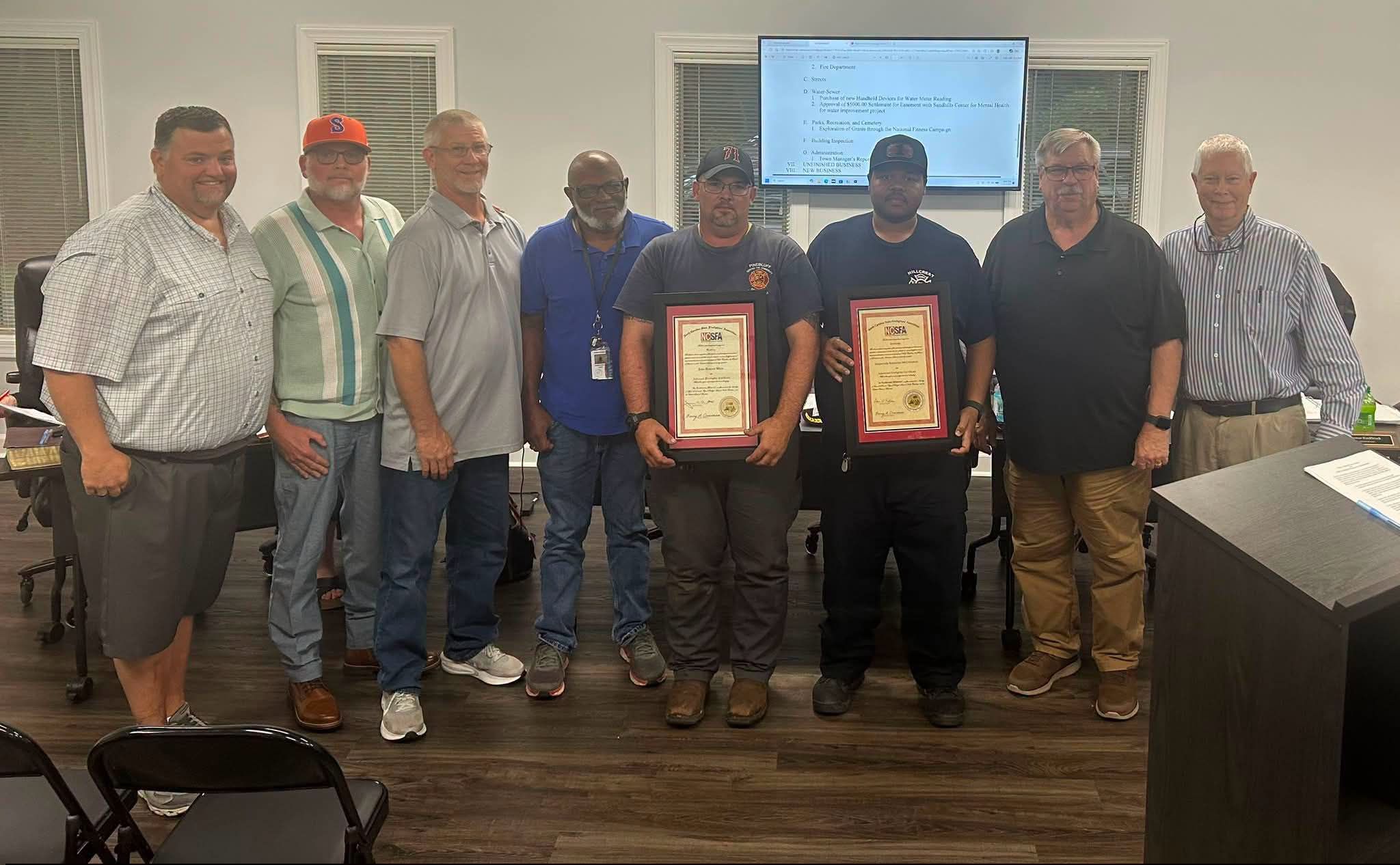 PBFD RECOGNIZES TWO FOR COMPLETING ADVANCED TRAINING Last night