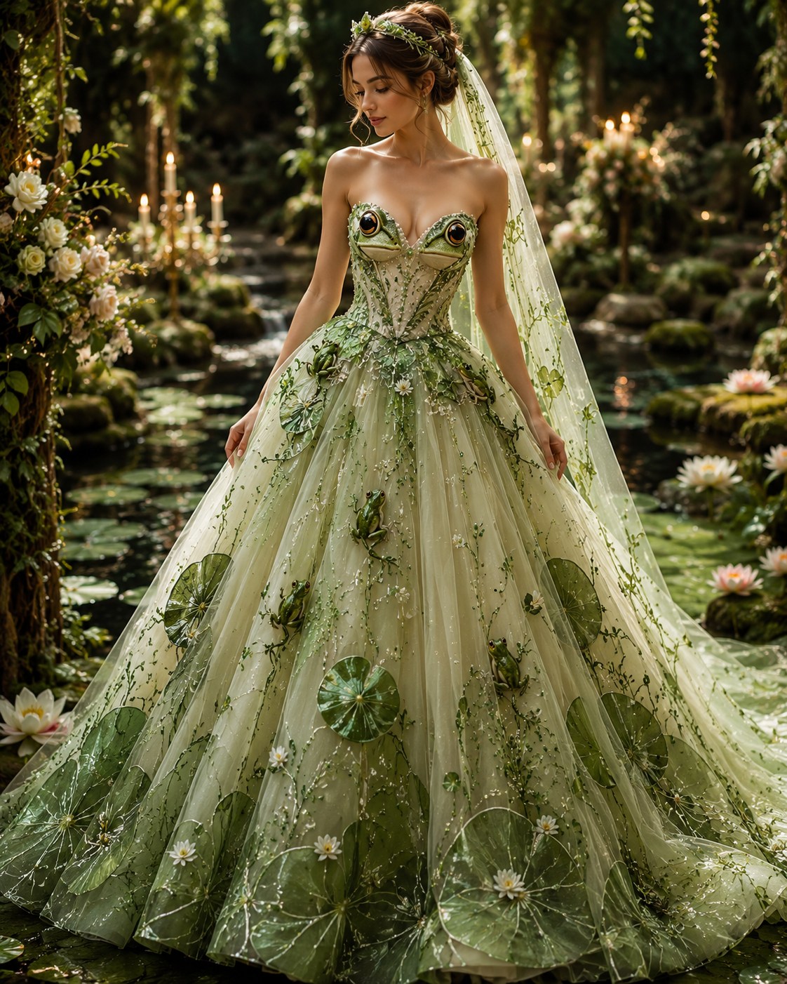 green theme wedding dress Whimsical frog-themed ideas for nature-inspired brides golden Italian