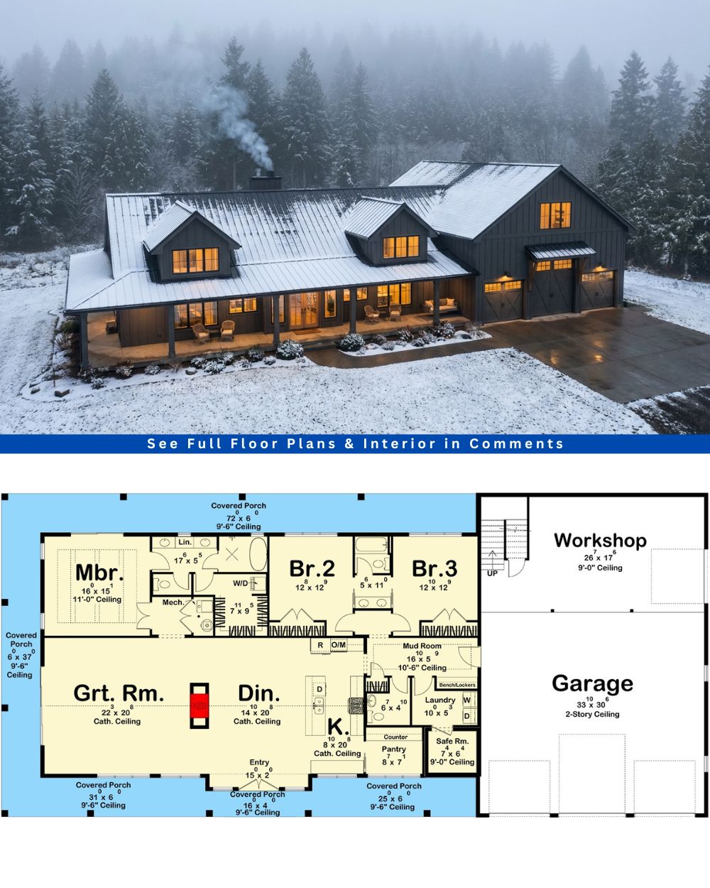 Home - Discover the charm of this 3-Bed Single-Story Barndominium House ...