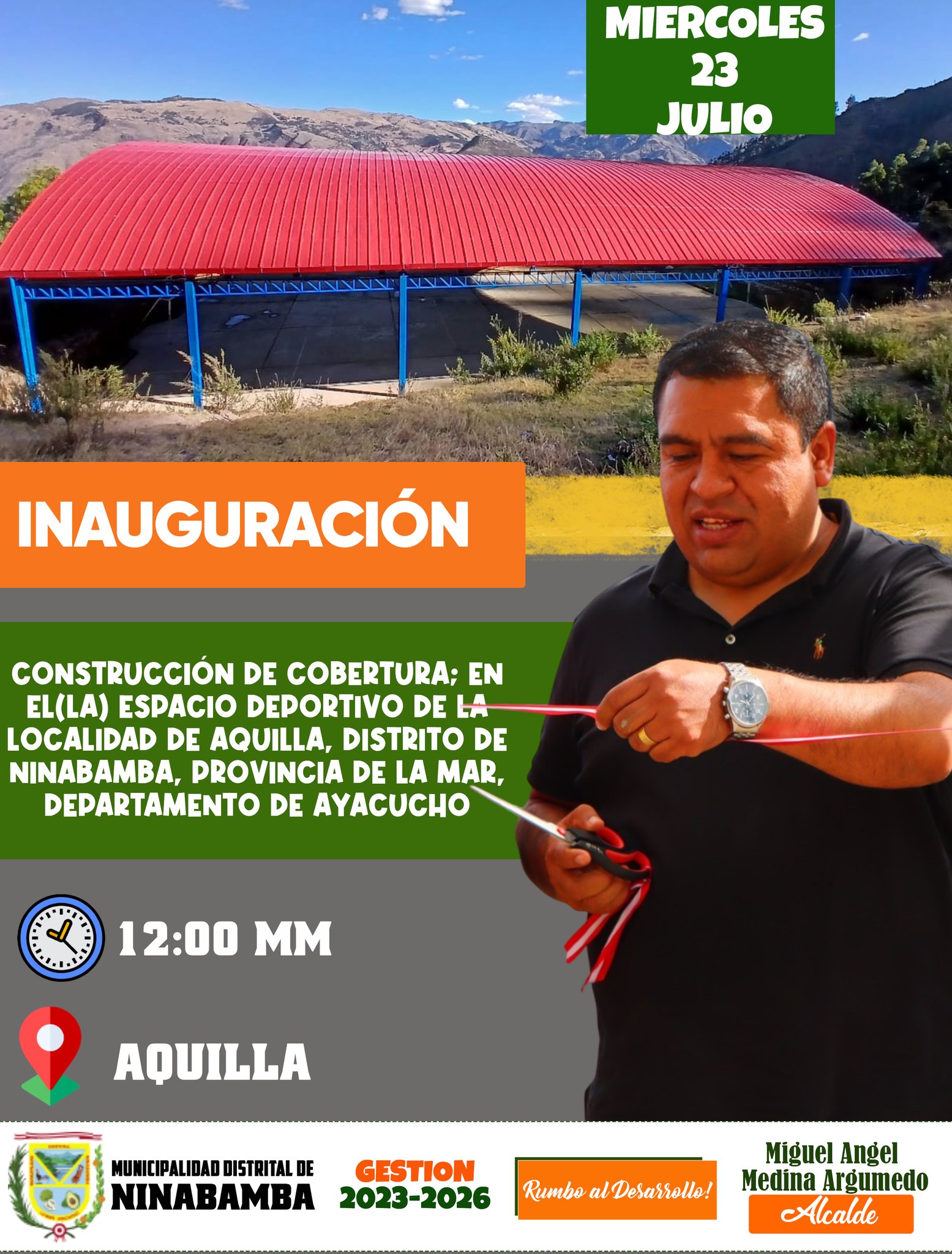 𝗜𝗡𝗔𝗨𝗚𝗨𝗥𝗔𝗖𝗜𝗢́𝗡 𝗗𝗘 𝗢𝗕𝗥𝗔 𝗘𝗡 𝐀𝐐𝐔𝐈𝐋𝐋𝐀 🏗️ La Municipalidad Distrital de ...