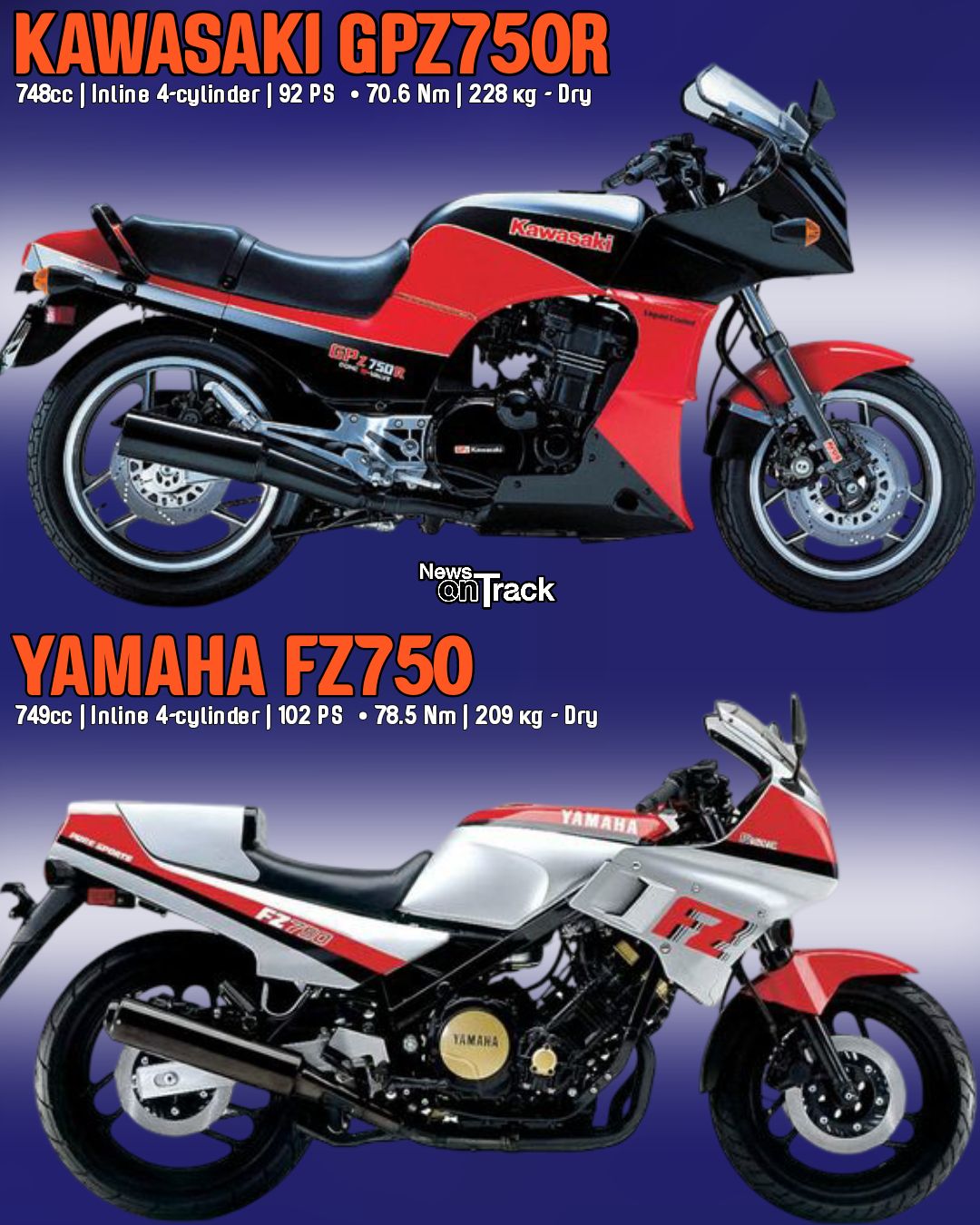 The 1989 Kawasaki ZXR750 H1 and Yamaha FZR750 Genesis were the