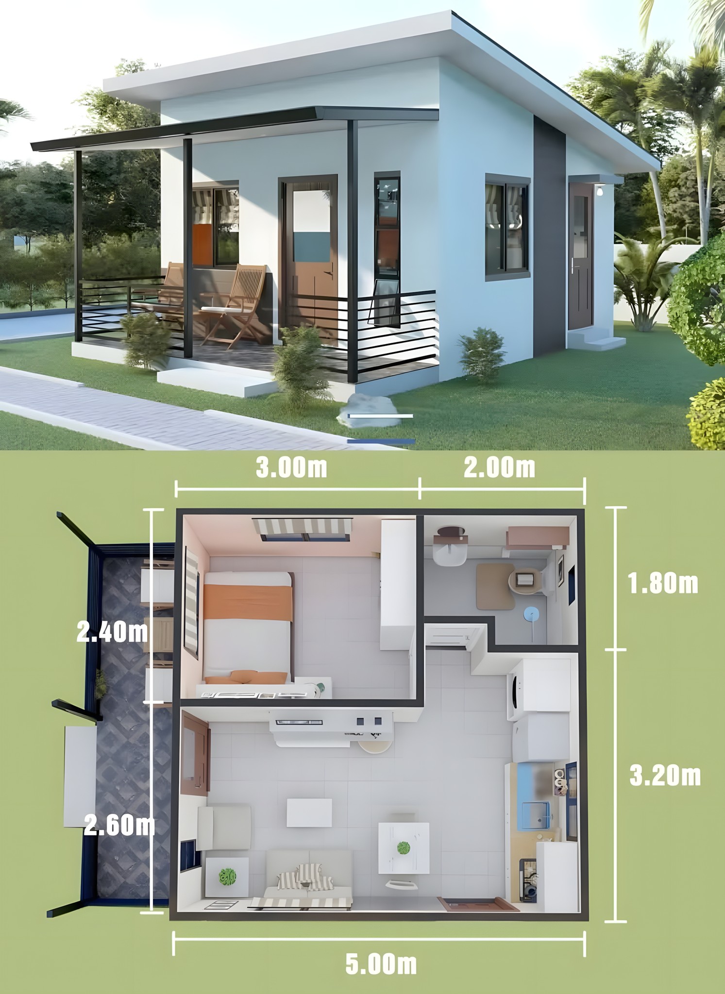 Nice - a small, modern single-story house design with a focus on ...
