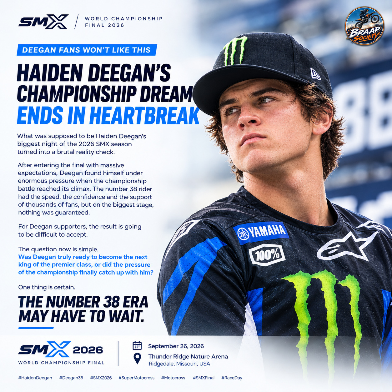 Haiden Deegan's championship dream ends at 2026 SMX Final in