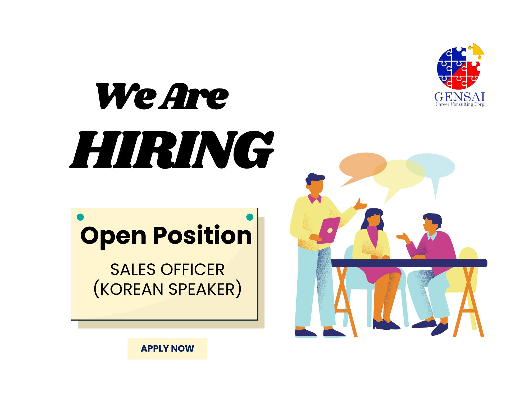 Gensai - ‼️URGENT HIRING‼️ Position: Sales Officer (Korean Speaker ...