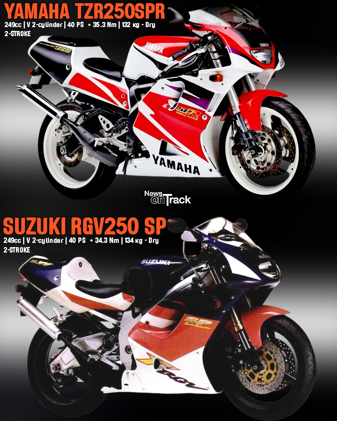 The Yamaha TZR250SPR (3XV) and the Suzuki RGV250 SP (VJ23