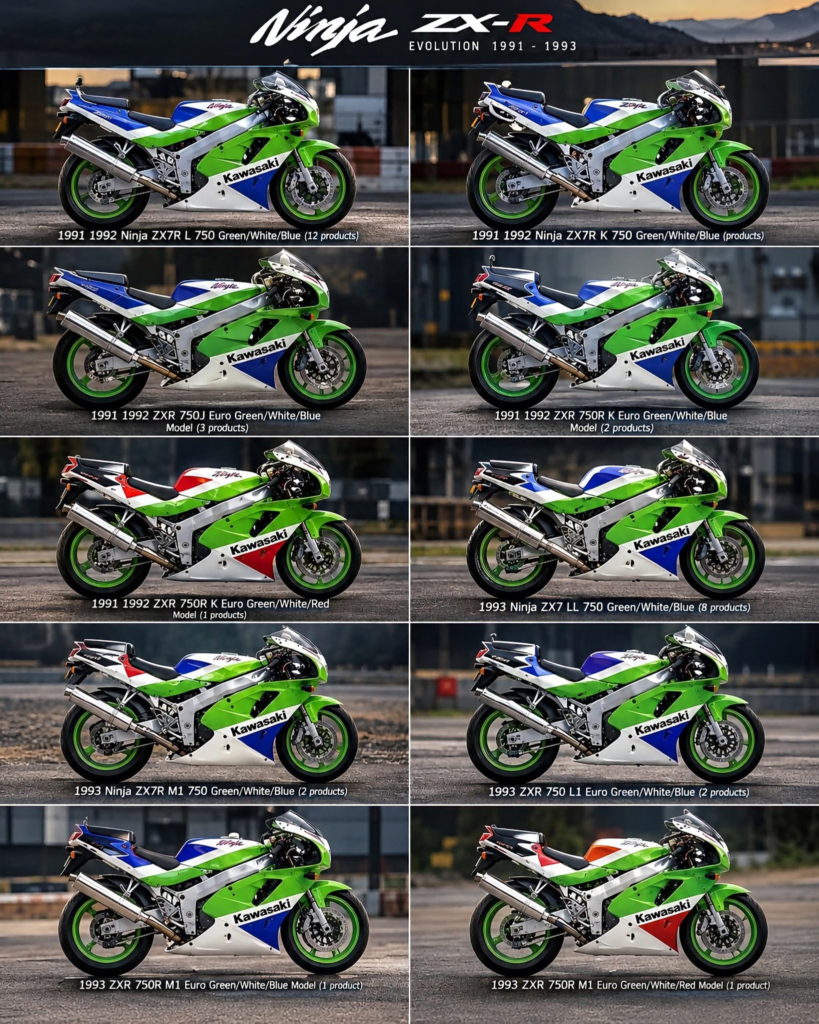 Rちゃん Kawasaki Ninja ZX R evolution 1991 to 1993