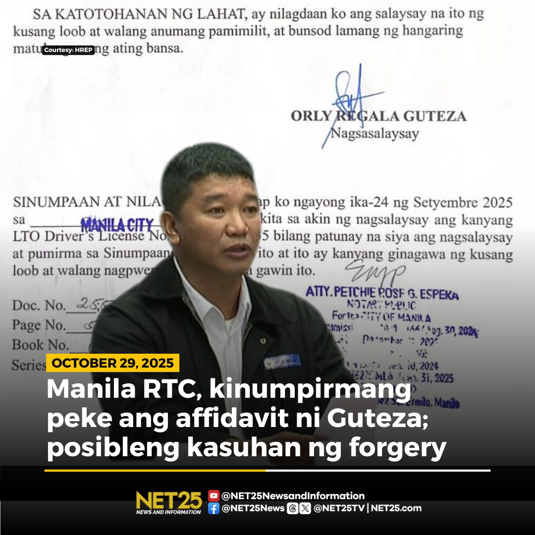 NET25 - Kinumpirma ng Manila Regional Trial Court (RTC) Branch 18 na ...