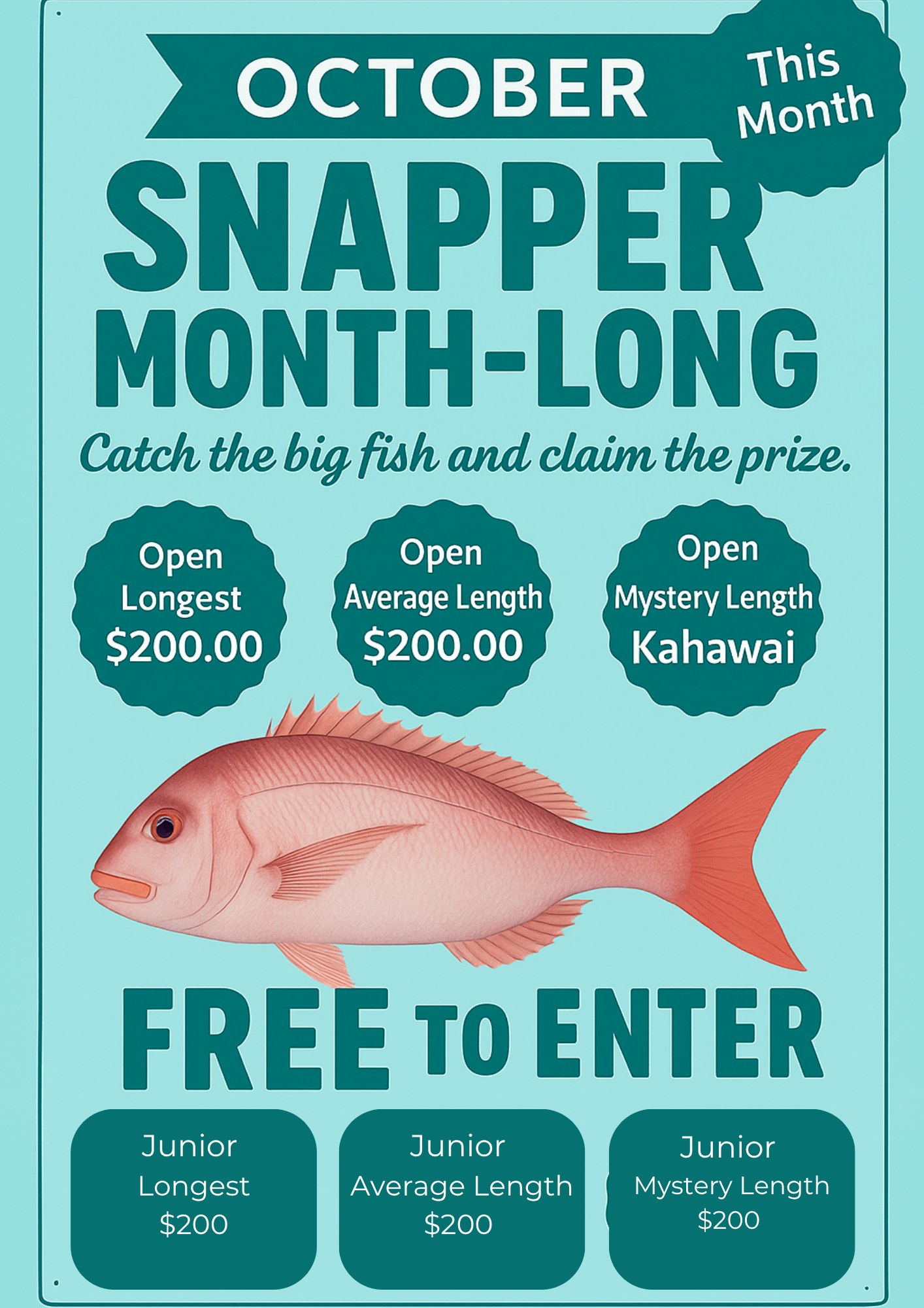 Whakatane - 🎣 Snapper Month-Long Tournament – October 🎣 It’s Snapper ...