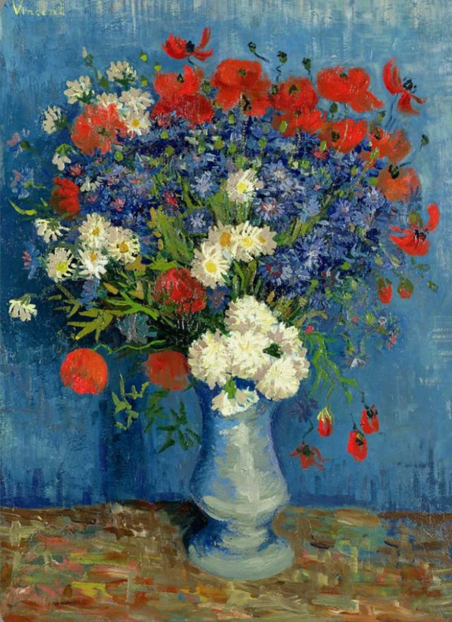 Vincent Van Gogh Vase with Red Poppies, Cornflowers and Daisies