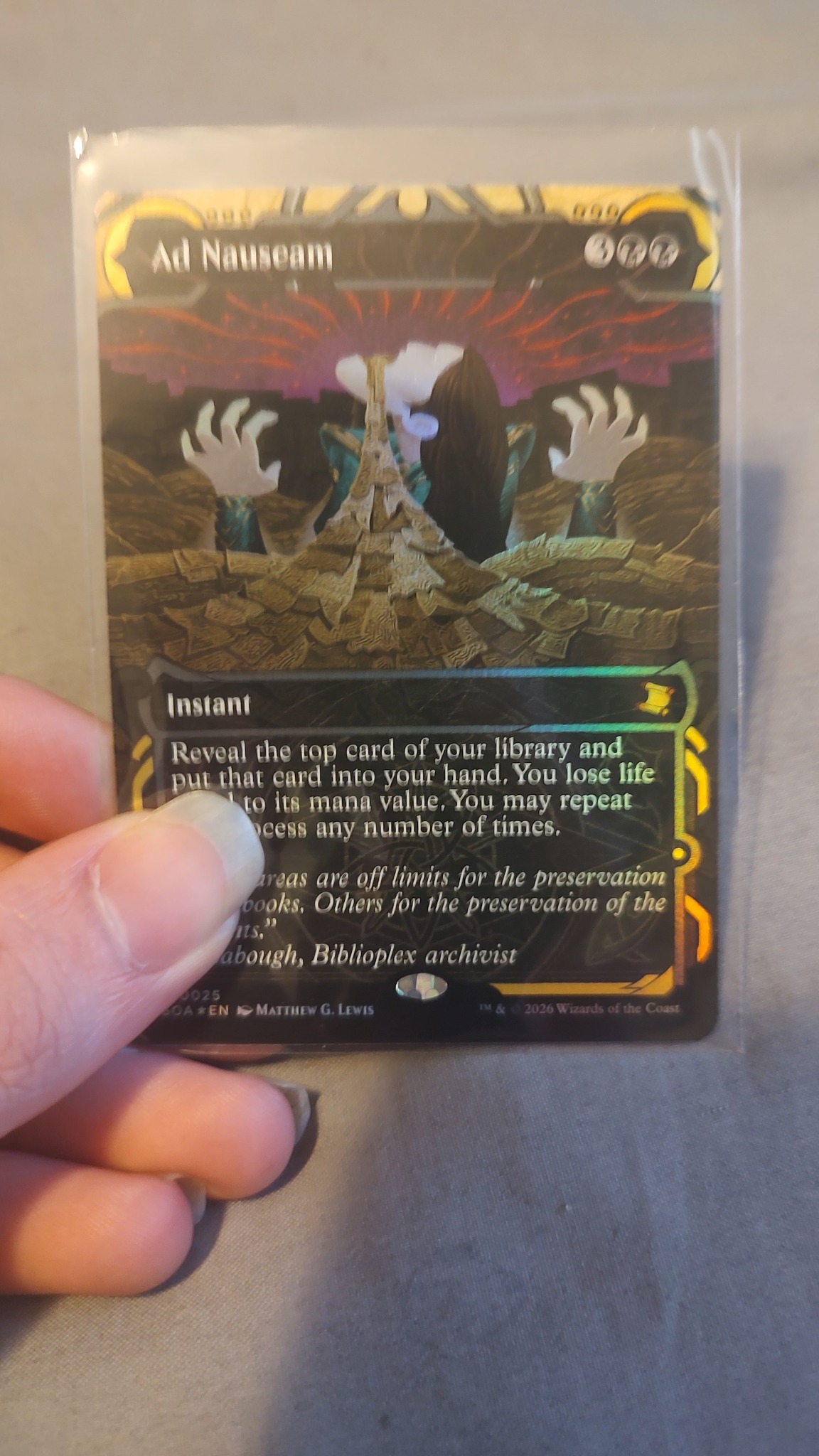 Foil Ad Nauseam Magic: The Gathering card pulled and added to