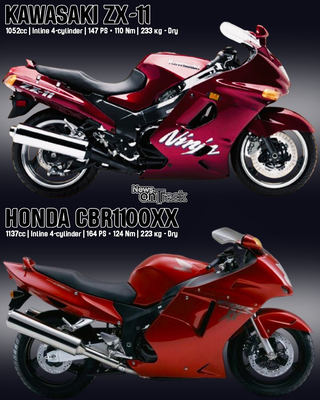 The Kawasaki Ninja ZX-11 (1990–2001) and Honda CBR1100XX Super