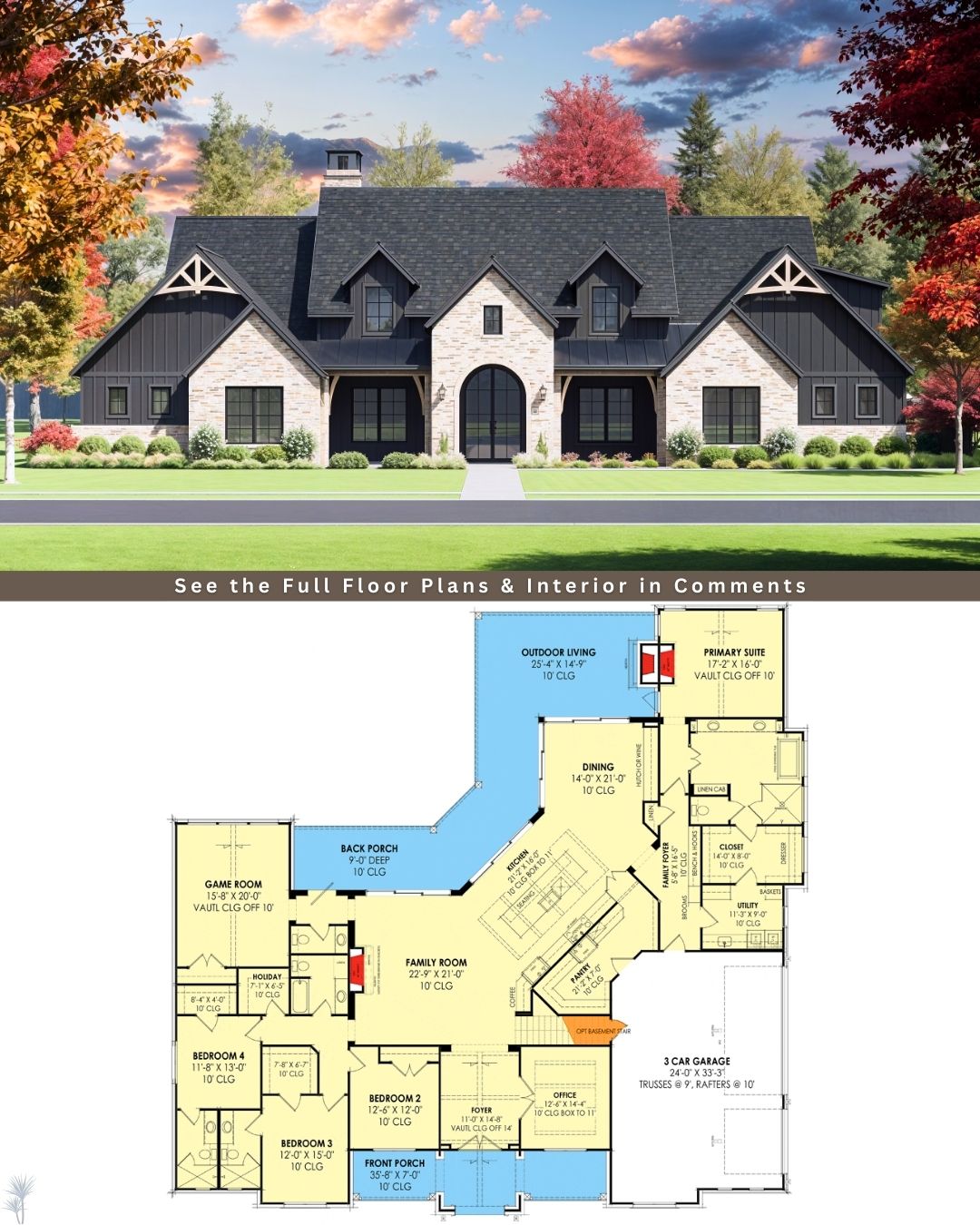 Dream - Take a look at this Captivating Transitional House Plan with ...