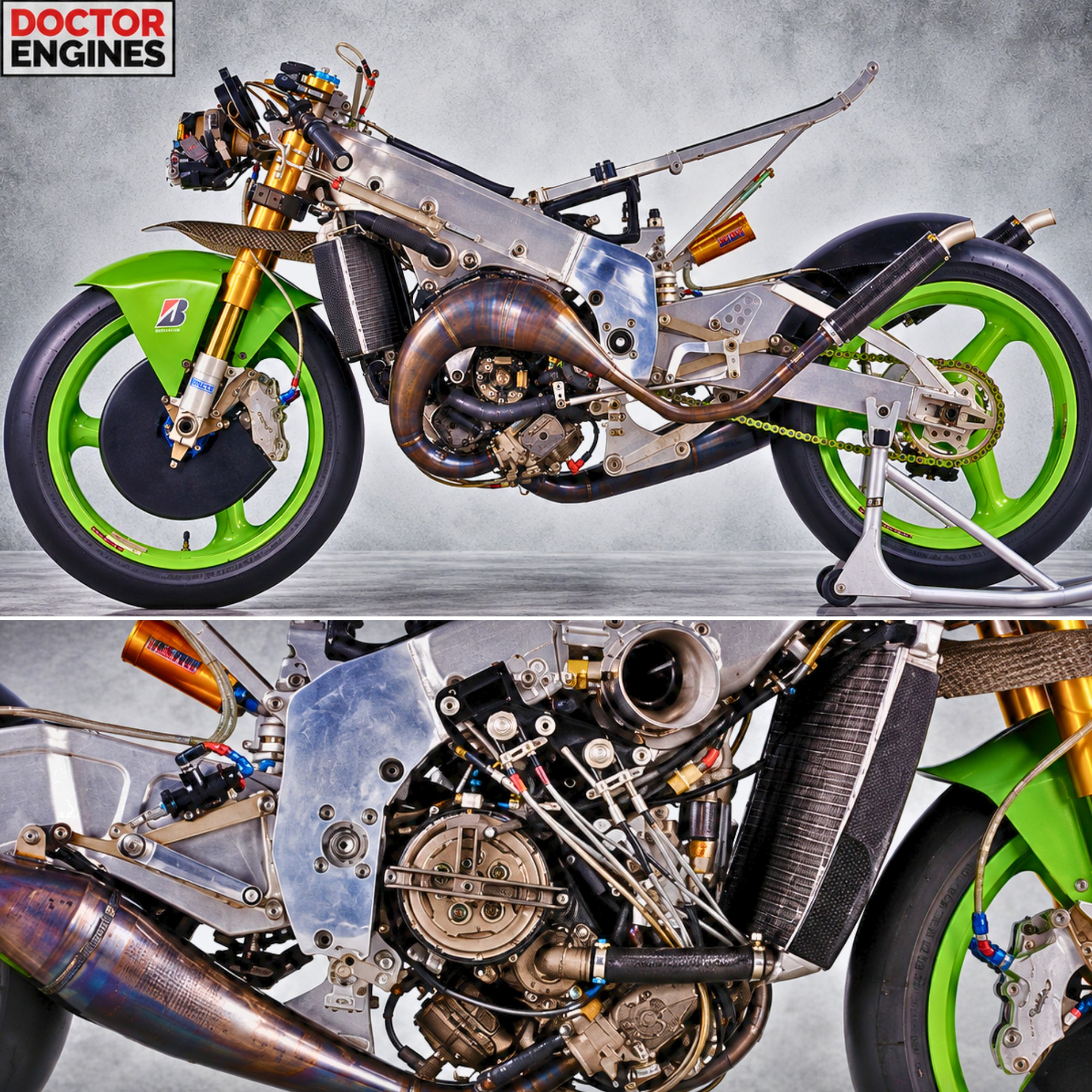 The Kawasaki X-09 is one of those GP prototypes that looks almost