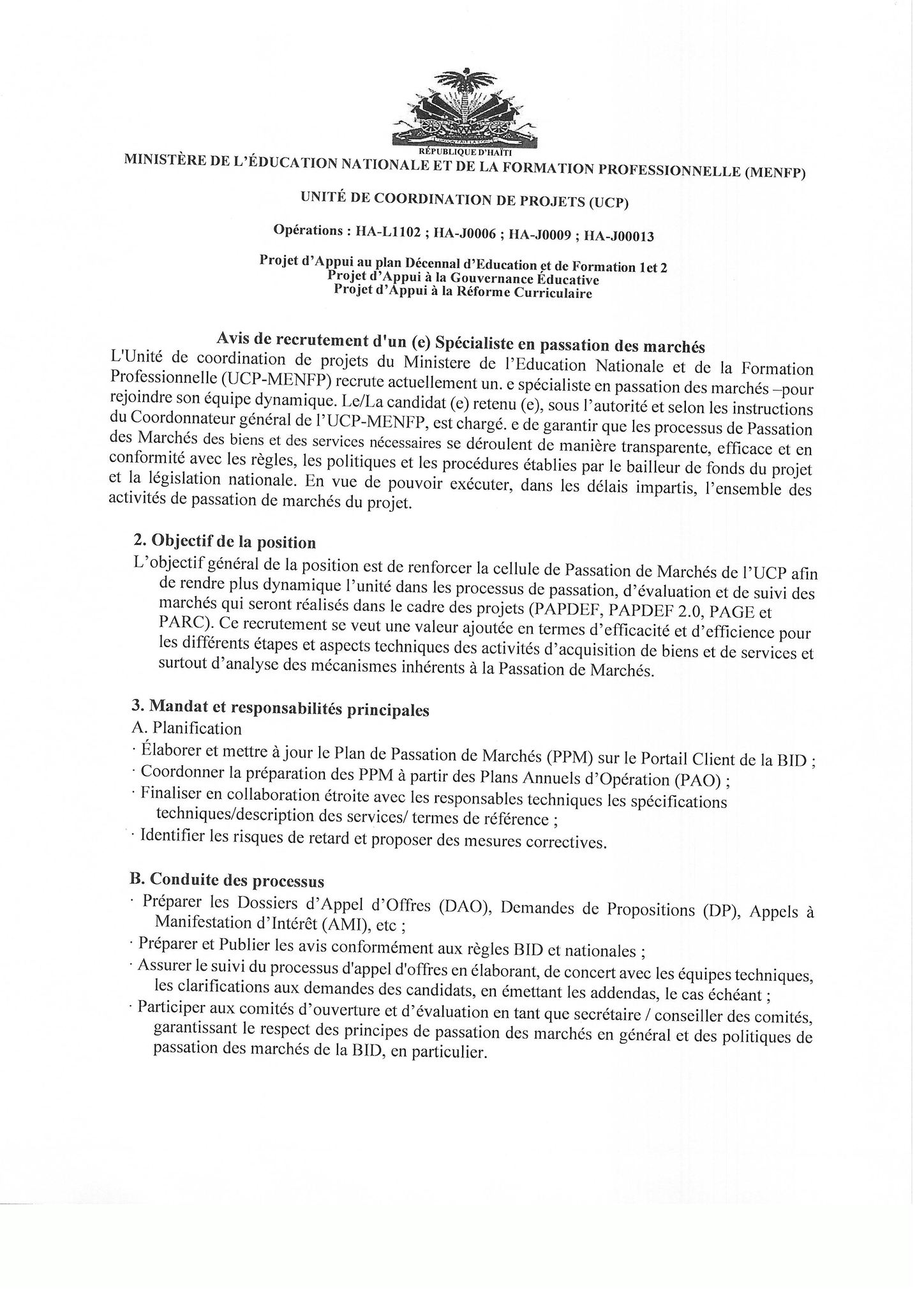 UCP MENFP