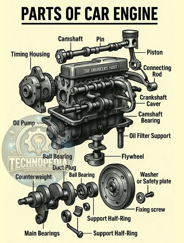 CADLoverz - 📌 Engine Parts Made Simple! Ever wondered what’s going on ...