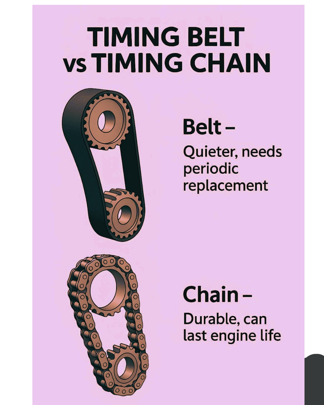 Auto - ⛓ Timing Belt VS Timing Chain — What’s the Difference? Both the ...
