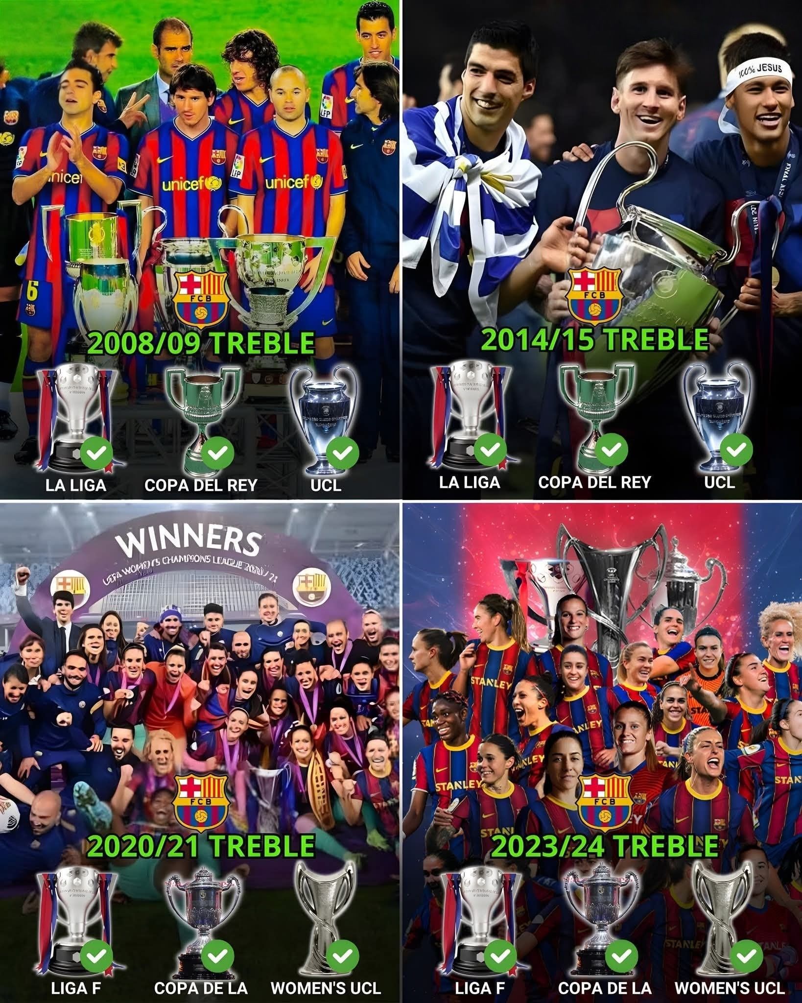FC Barcelona's men's and women's treble wins