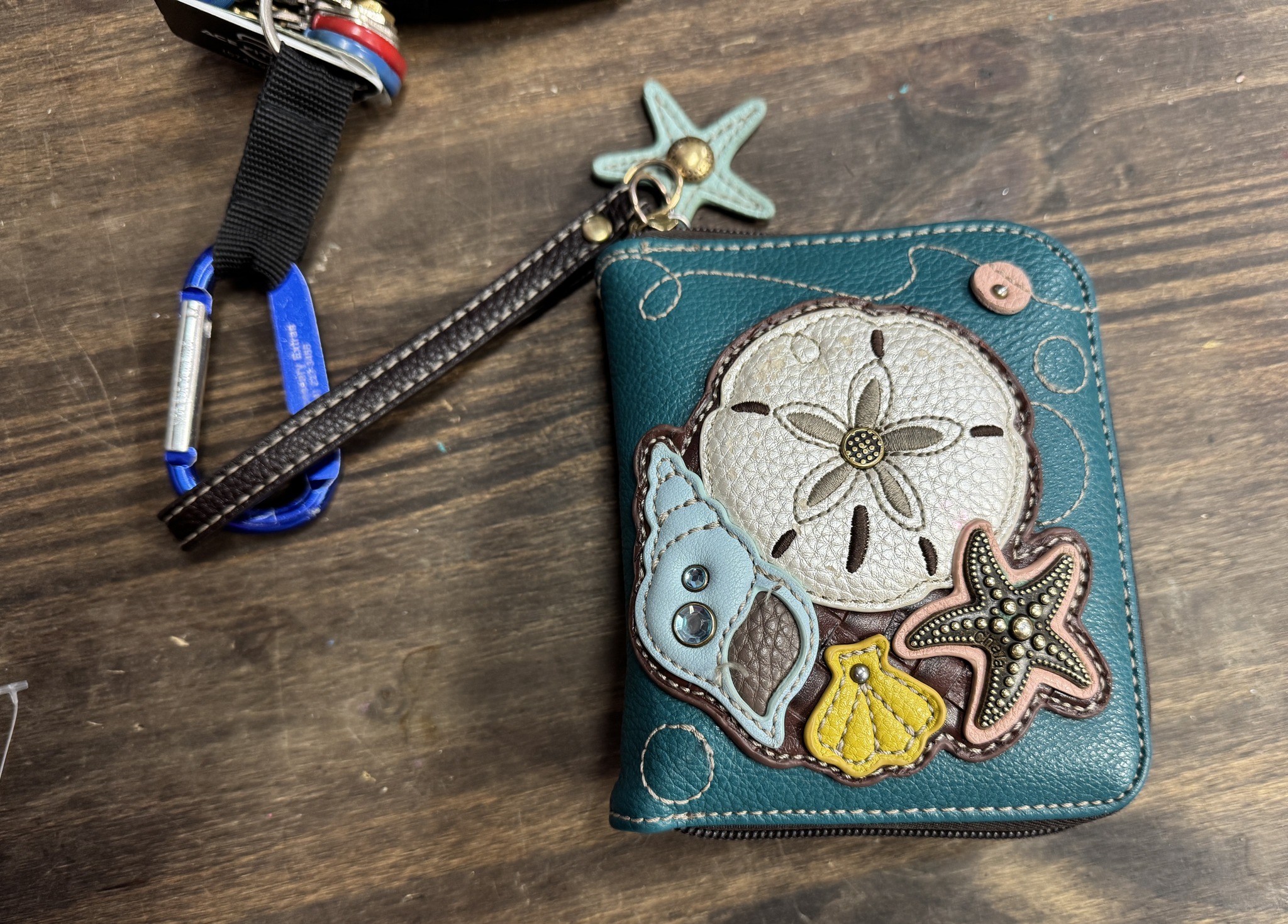 CHALA Satchel Bag With Adjustable Strap - Turquoise Blue Bird Print, Medium Size