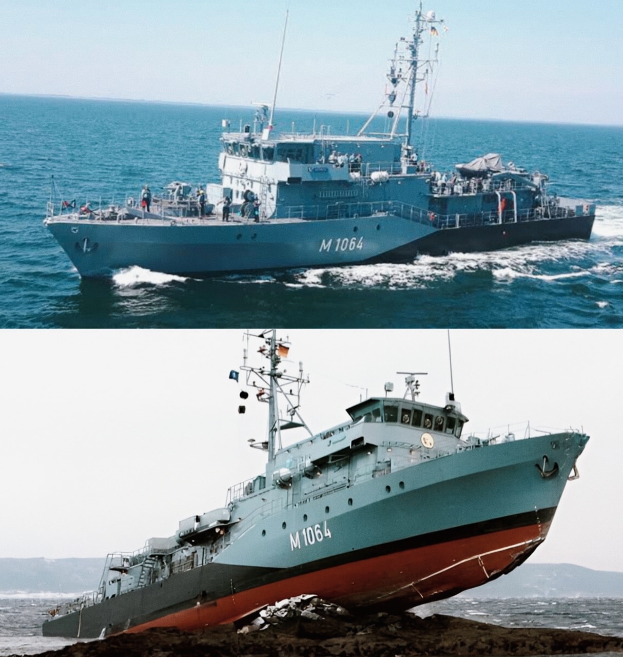 Naval - The German Navy minehunter FGS Grömitz (M1064) ran aground on ...