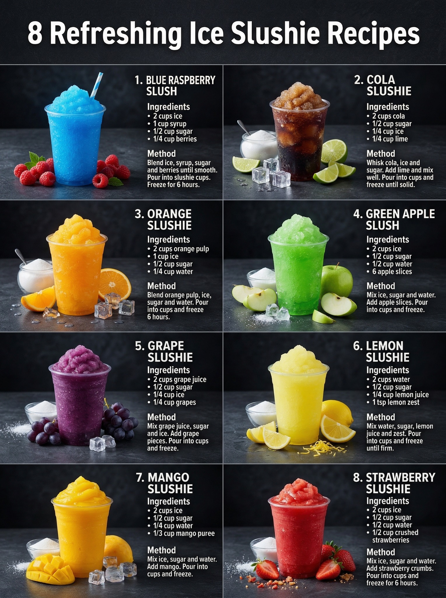 Beat the heat with these 8 Refreshing Ice Slushie Recipes! These are so easy to make at home and the perfect icy treat for those hot sunny days. Save this post and