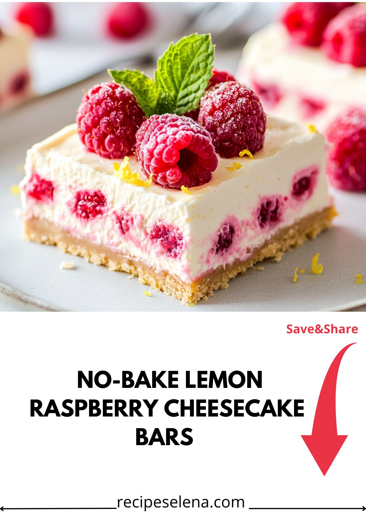 Elena's - 🍋 NO-BAKE LEMON RASPBERRY CHEESECAKE BARS 🍓 (Absolutely ...