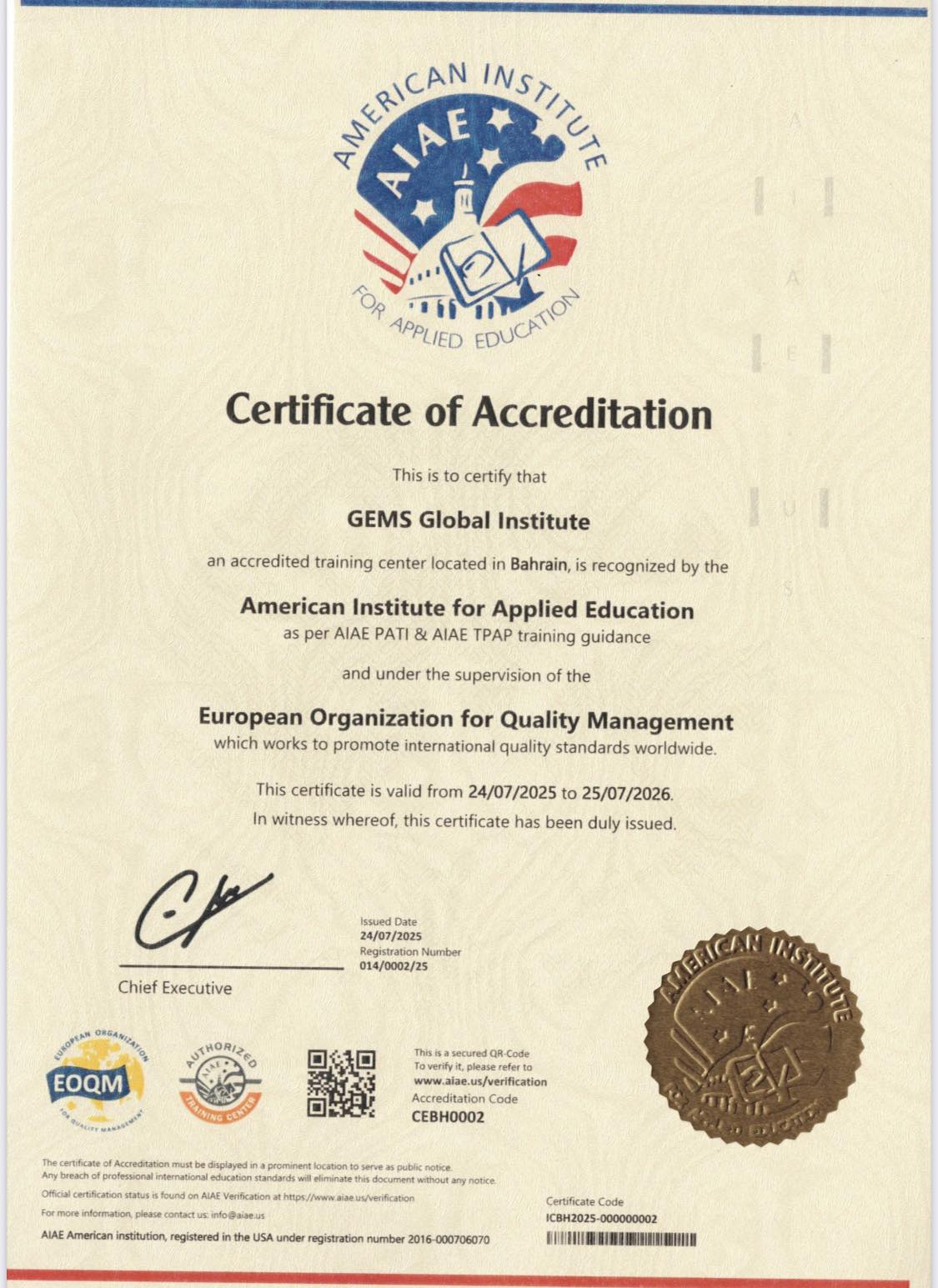 Another accreditation unlocked! 🌟... - GEMS Global Institute | Facebook
