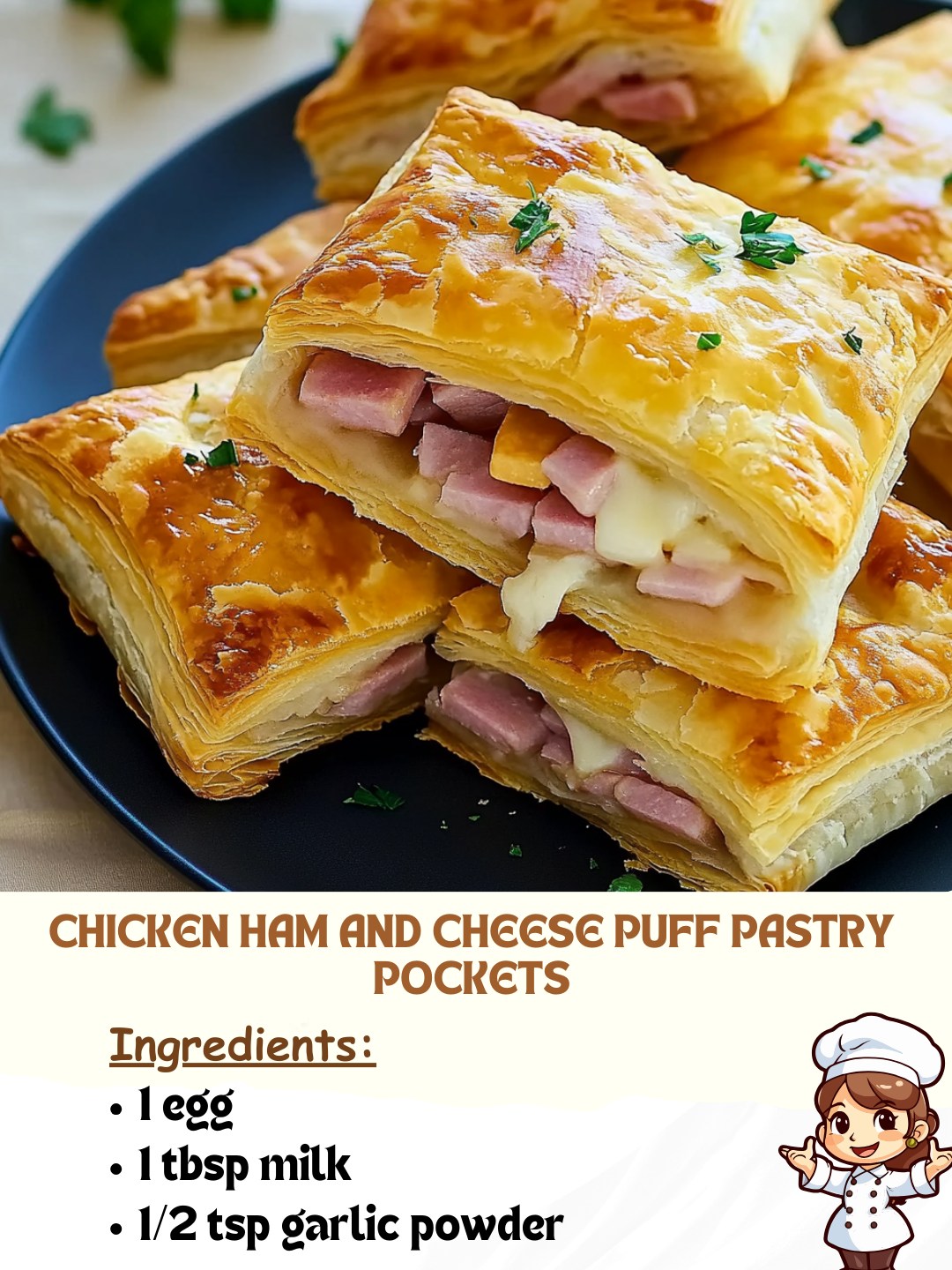 Recipes Realm - Chicken Ham and Cheese Puff Pastry Pockets... | Facebook