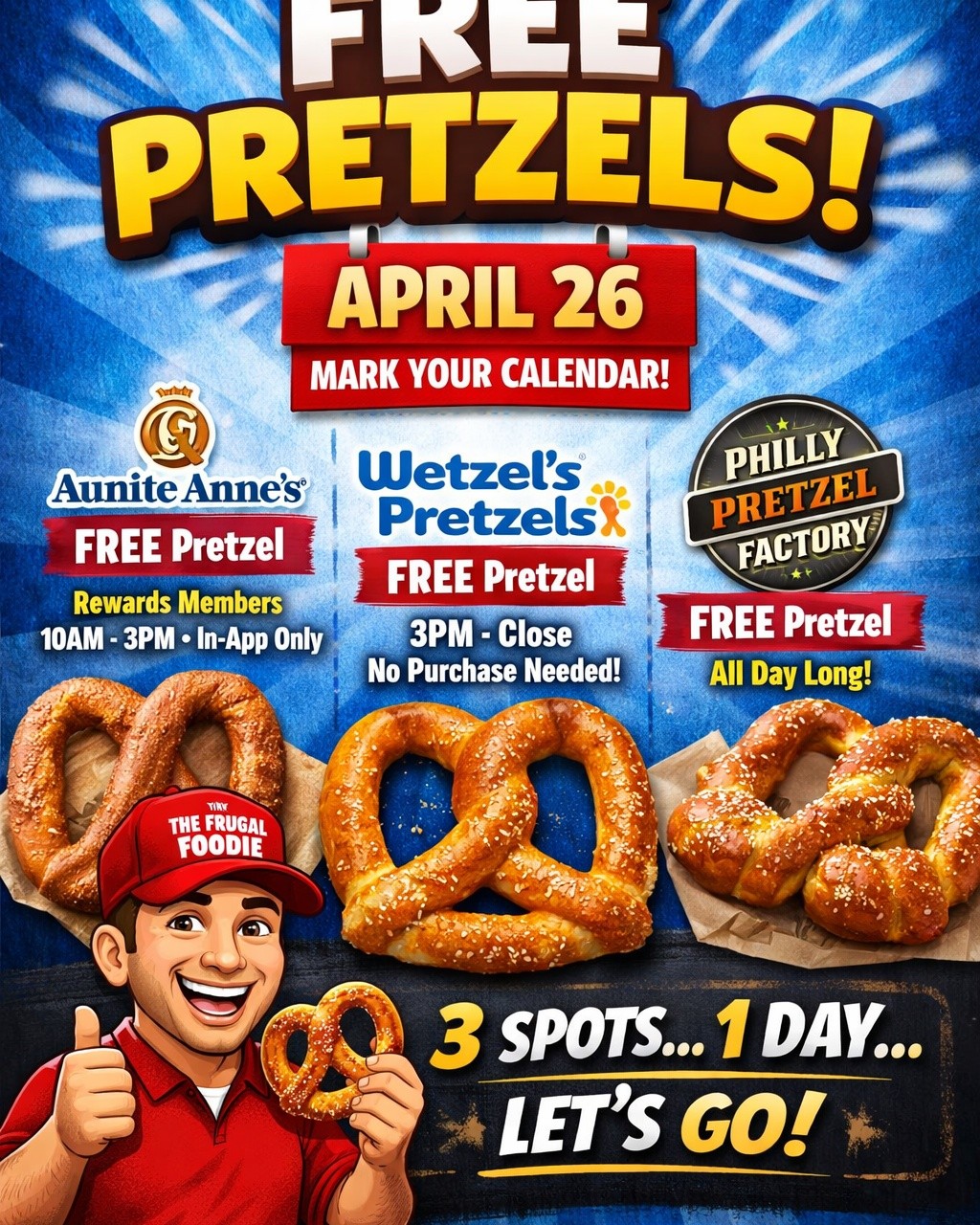Cheap Eats Alert! 🥨🔥 FREE PRETZELS are coming… mark your