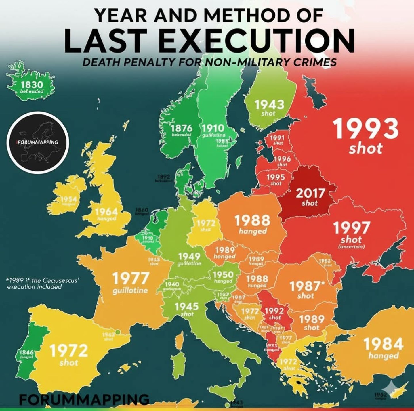 Maps - Year and Method of Last Execution in European Countries ☠️📜 ...