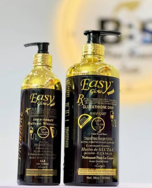 Gel Douche éclaircissant Et Exfoliant Easy Glow - 1000ml, Collagène, Glutathion, Pour Le Corps Et Le Visage