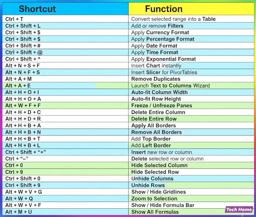 Tech - Microsoft Excel📊 Keyboard Shortcut CheatSheet! 🤫💯 #shortcuts # ...