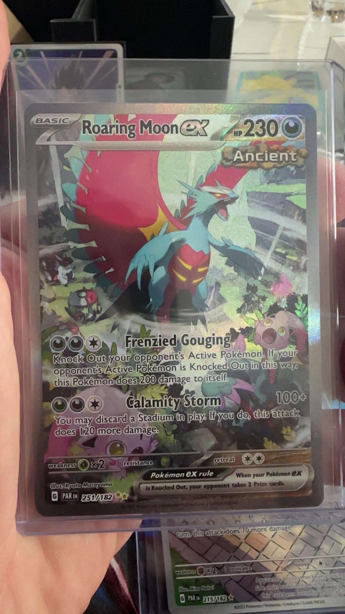 roaring moon pokemon card ancient POKMON GAME sv4K 090/066 SAR ex Please kindly verify with your customs if you have any concerns Poke ball saves the day