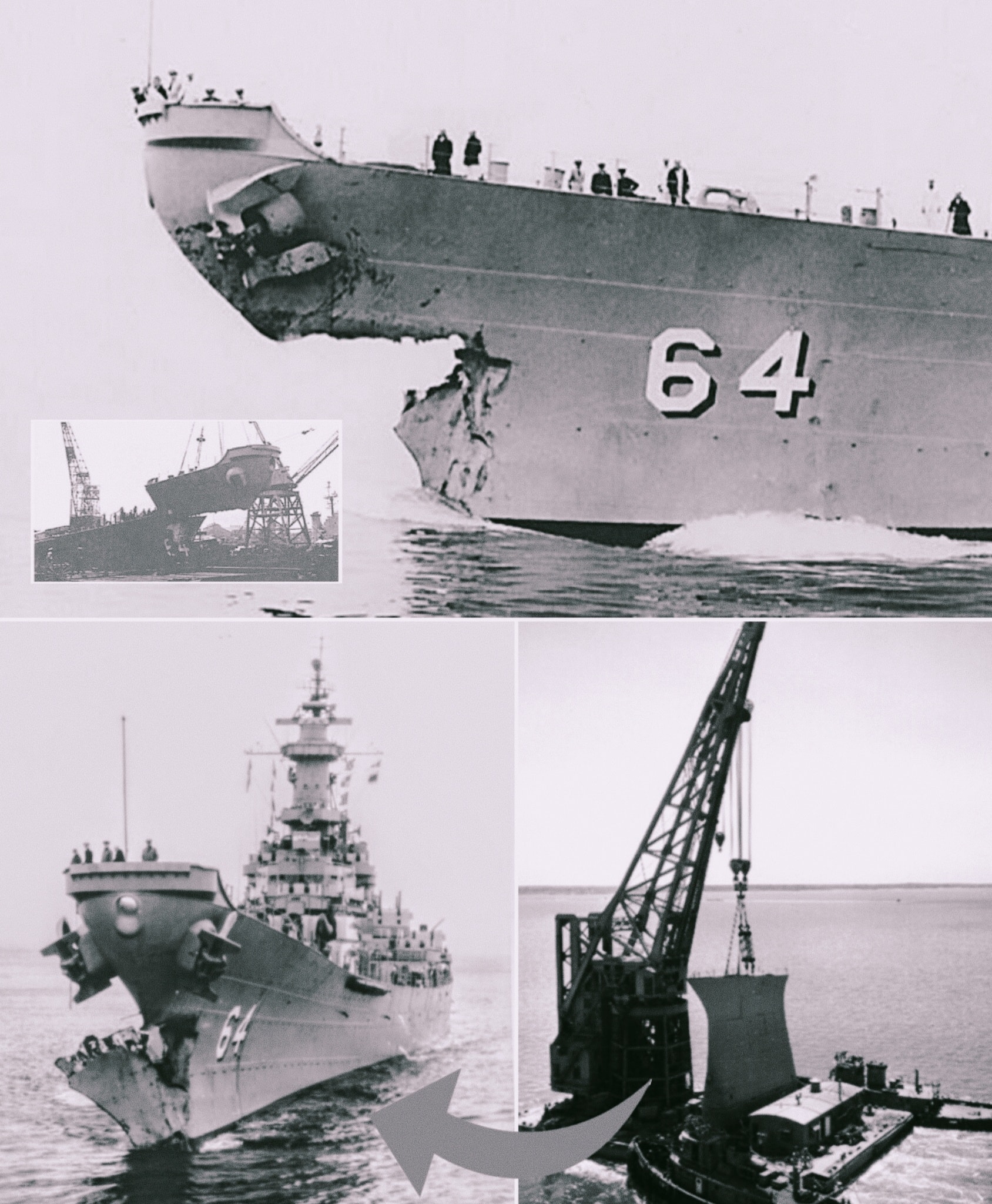 Naval - When a battleship borrowed her sister’s bow In thick fog off ...