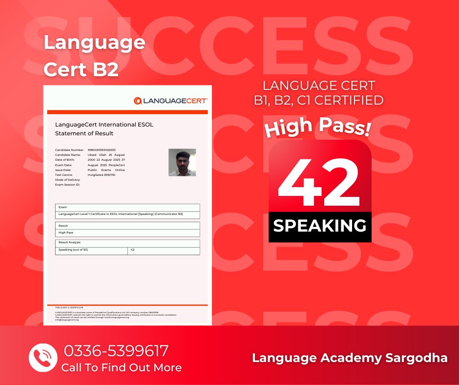 Languages - ⏹️ Sargodha 🏆 Speaking 42, Language Cert ESOL B2! 🎊 ...