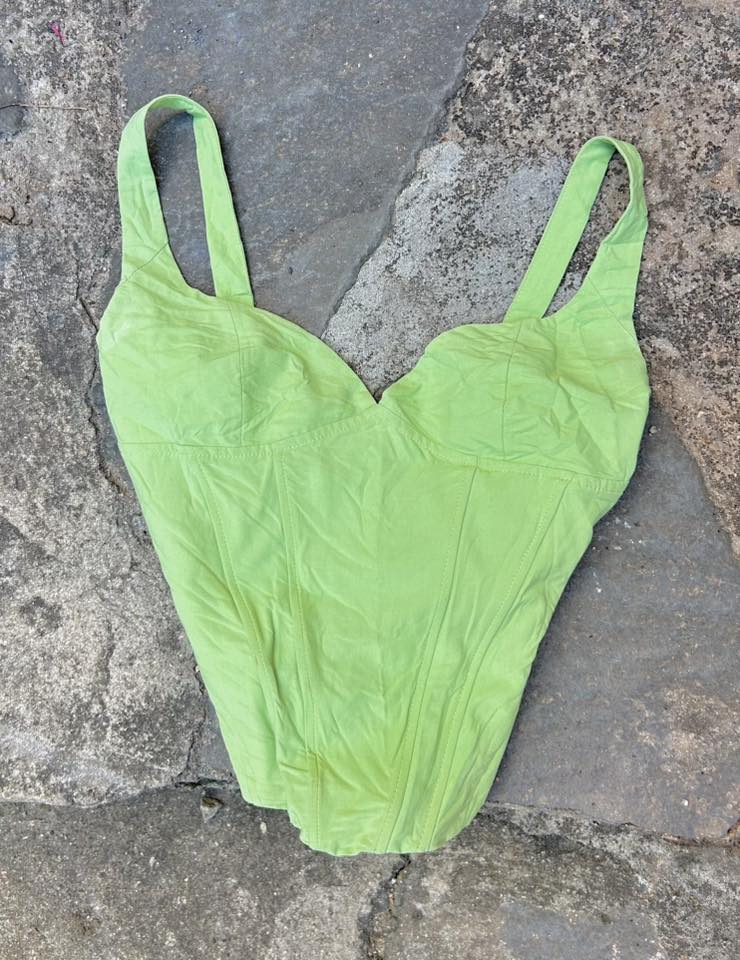 Haut Vert Zara Taille S - Occasion Très Bon état En Coton Manches Courtes